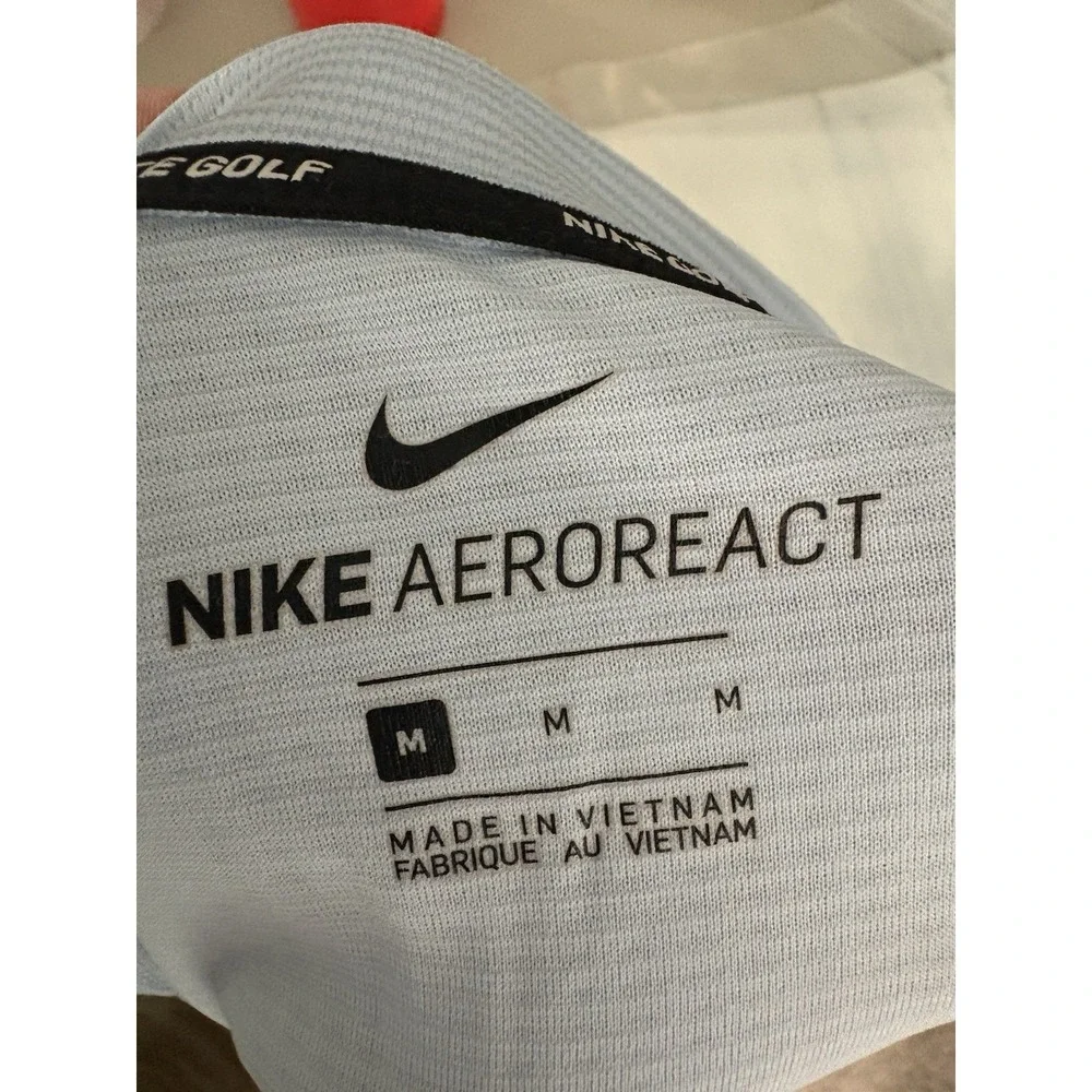 Nike Polo Shirt Mens M Blue Blade Collar Aeroreact Golf Performance